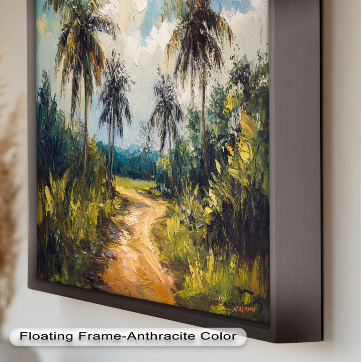 Tropical Pathway with Palm Trees – Impressionist Oil Painting