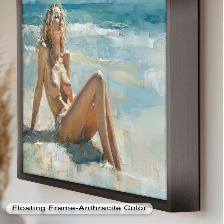 Sun-Kissed Serenity – Beachside Nude Figurative Oil Painting