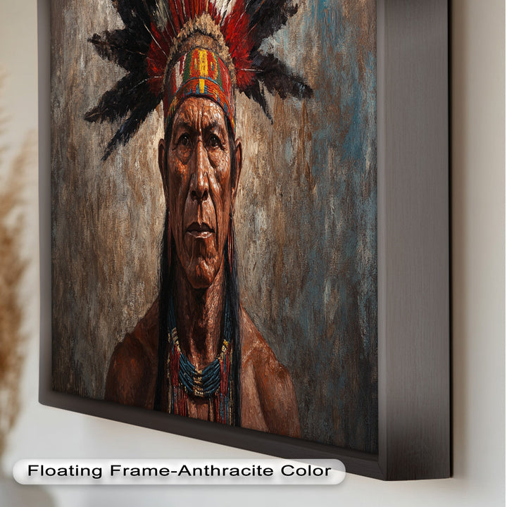Echo of the Ancestors – Native Warrior Portrait Oil Painting