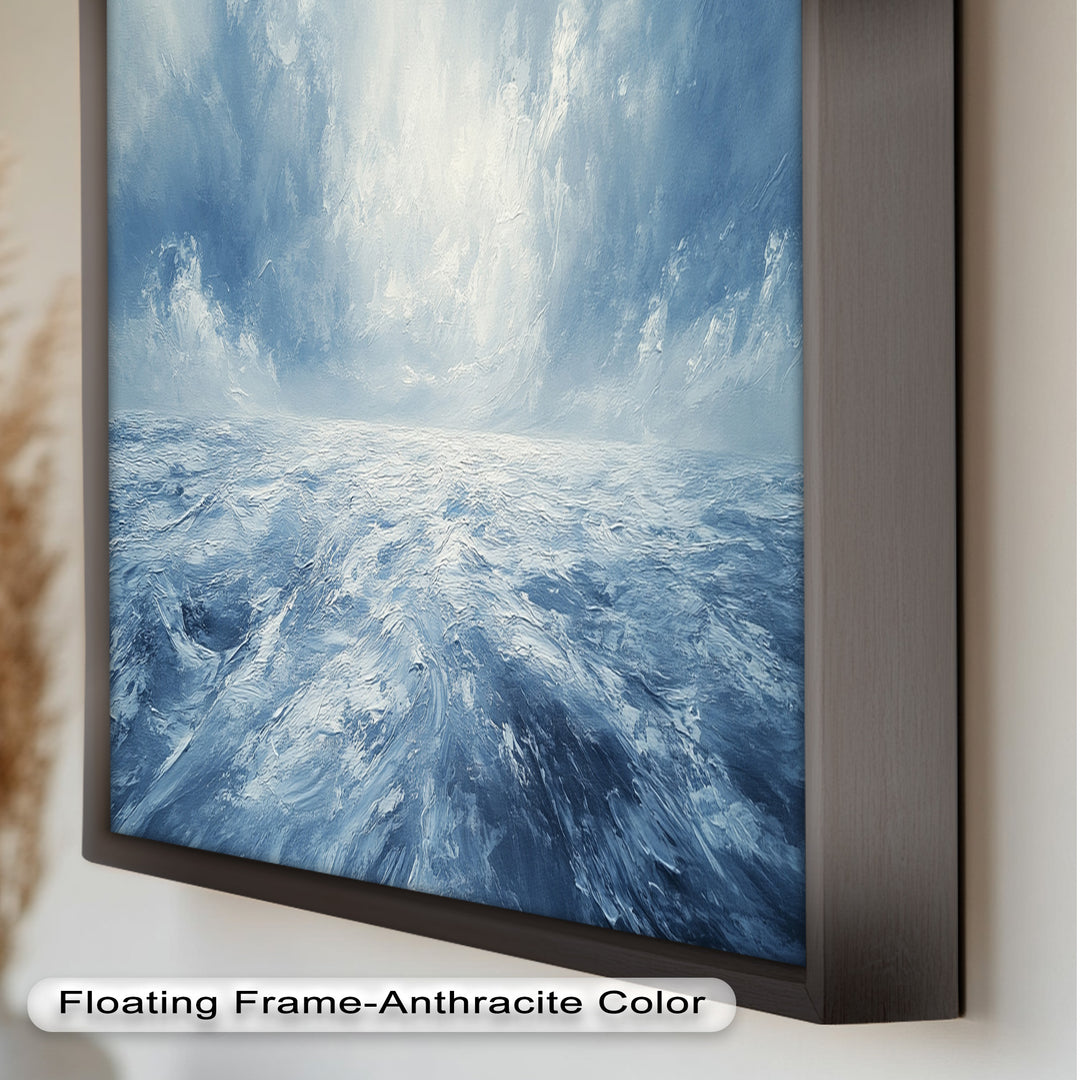 Blue Coastal Wall Art - Abstract Ocean Seascape Oil Painting