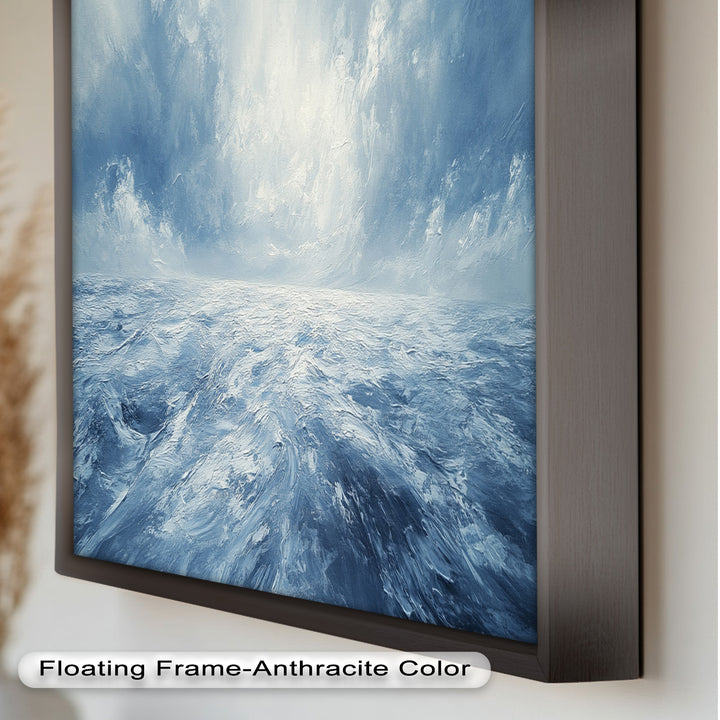 Blue Coastal Wall Art - Abstract Ocean Seascape Oil Painting