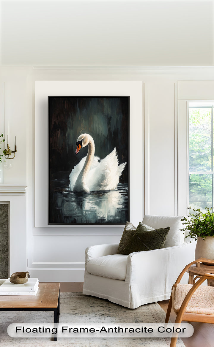 Solitary Grace – White Swan Oil Painting