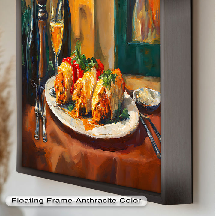 Gefüllte Paprika und Wein – Gourmet-Essszene Food Painting