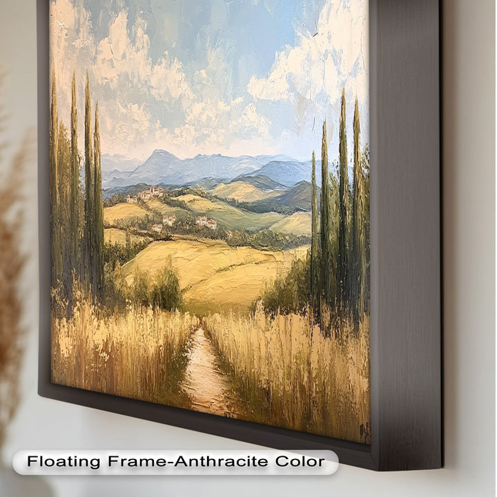 Vintage Aerial View – Scenic Countryside Oil Painting