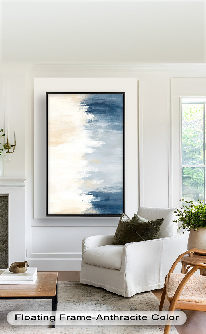 Coastal Drift – Ruhiges Blau und Sand Abstraktes Ölgemälde