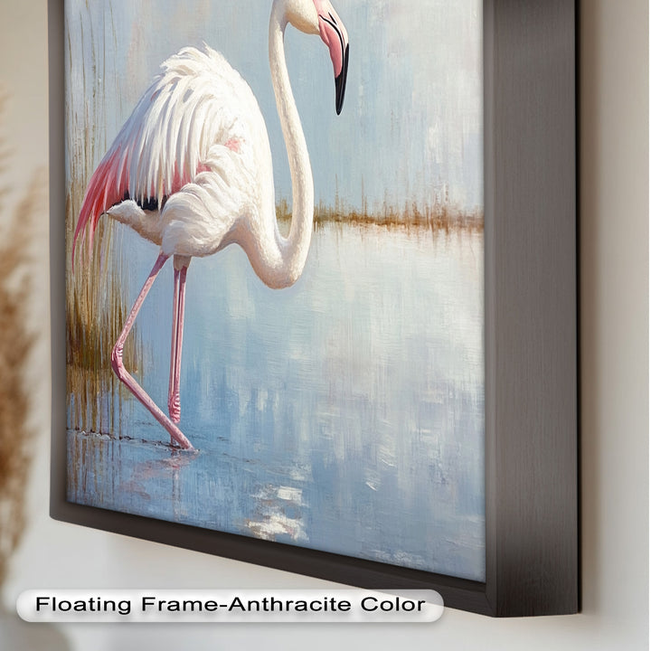 Graceful Flamingo in Shallow Water – Animal Oil Painting