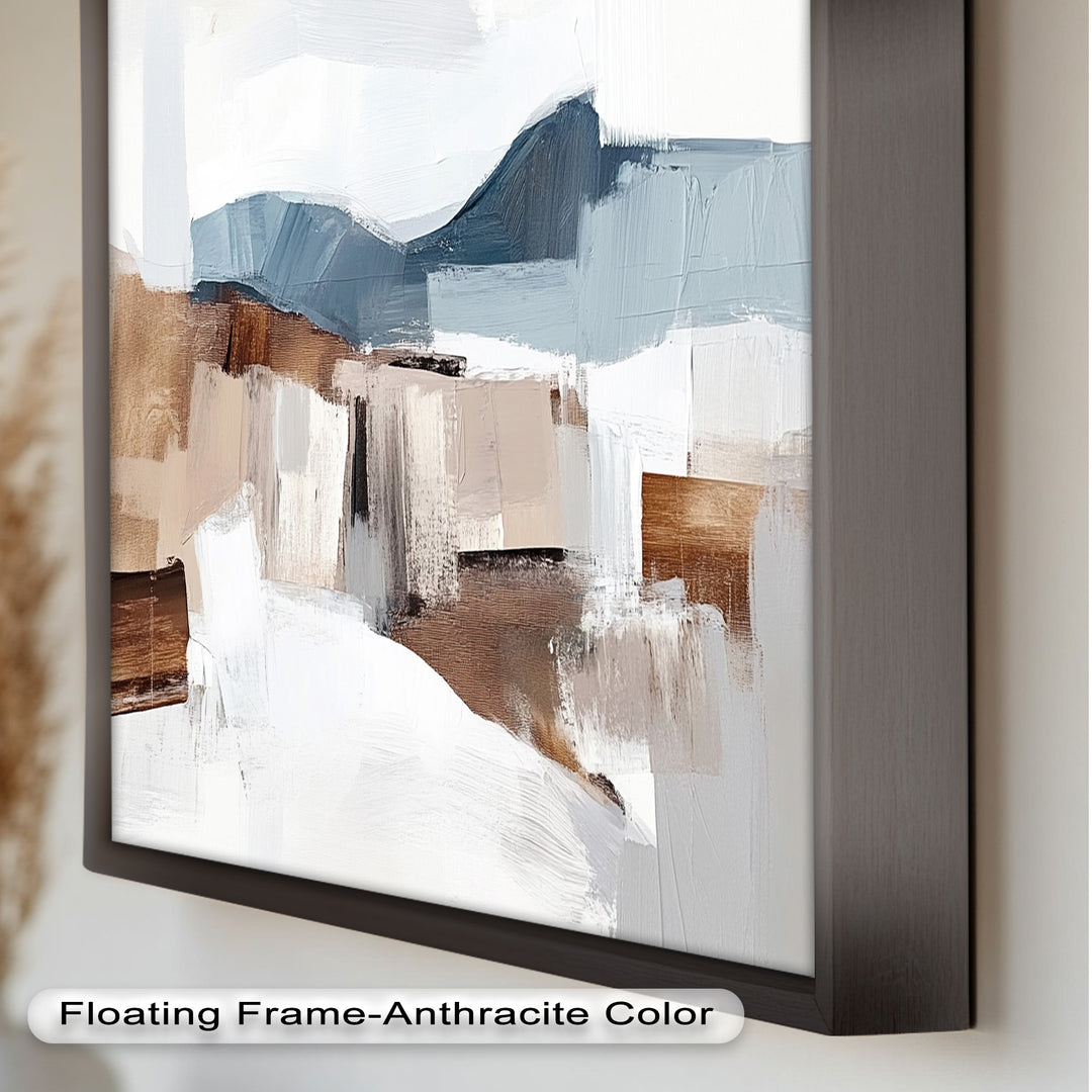 Muted Horizon Layers – Mountain Landscape Abstract Oil Painting