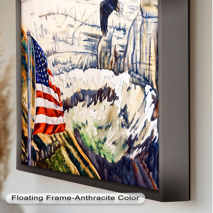 Amerikanische Flagge und Weißkopfseeadler - Patriotisches Ölgemälde