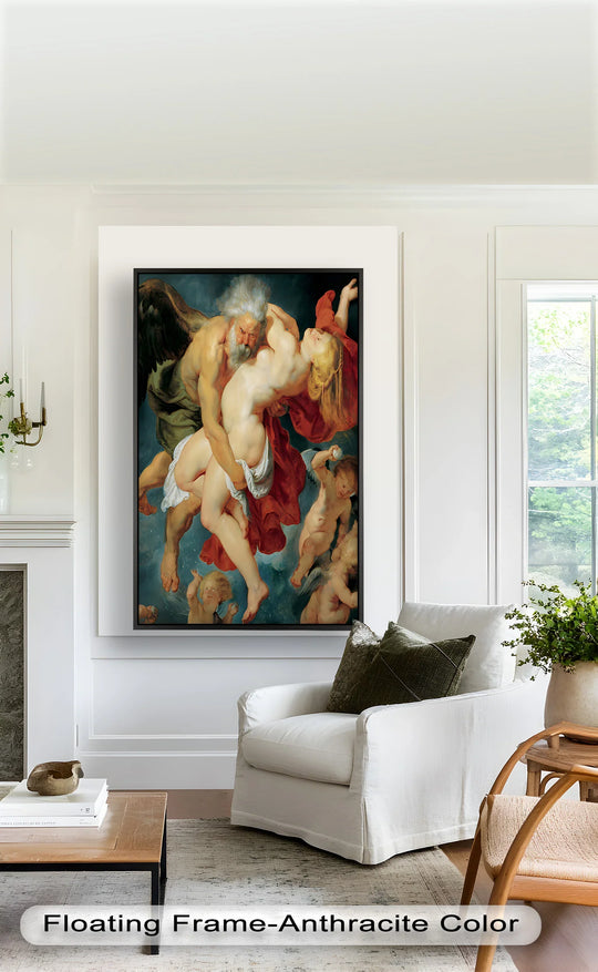 High color saturation enhances the drama of this oil painting art prints depiction of the Abduction of Psyche, creating a vivid mythological scene.