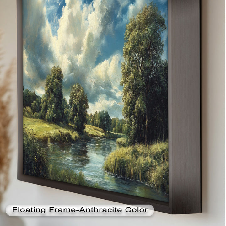 River Landscape Painting – Framed Oil Painting