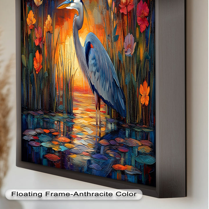 Heron at Sunset  – Animal Oil Painting