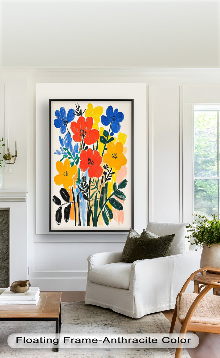 Fröhlicher wilder Garten – Fauvistisches Boho-Blumen-Ölgemälde