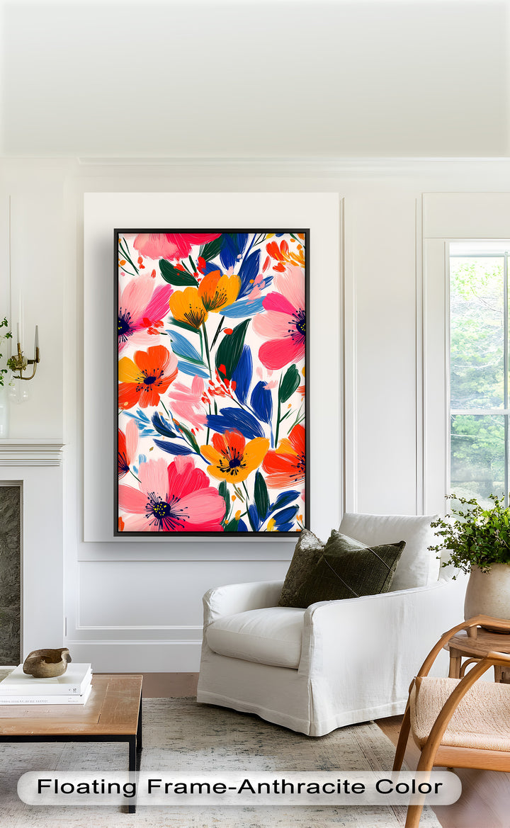 Joyful Bloom Burst – Lebendiges abstraktes Blumenölgemälde