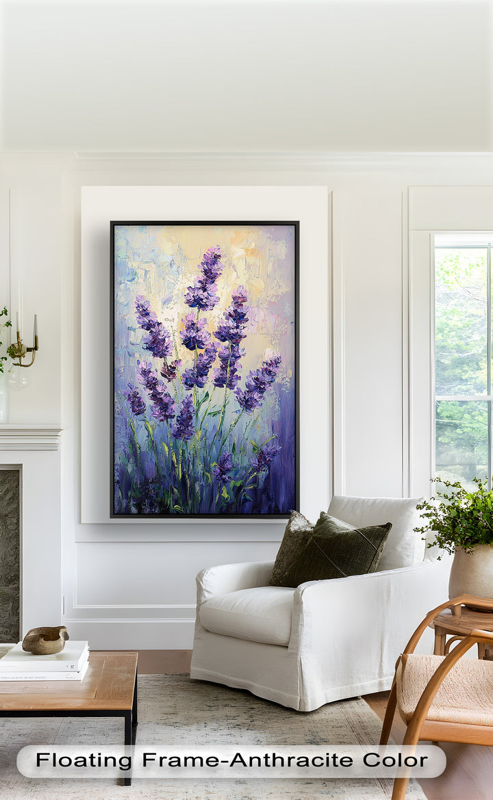 Impressionist Lavender Stalks - Flower Oil Painting
