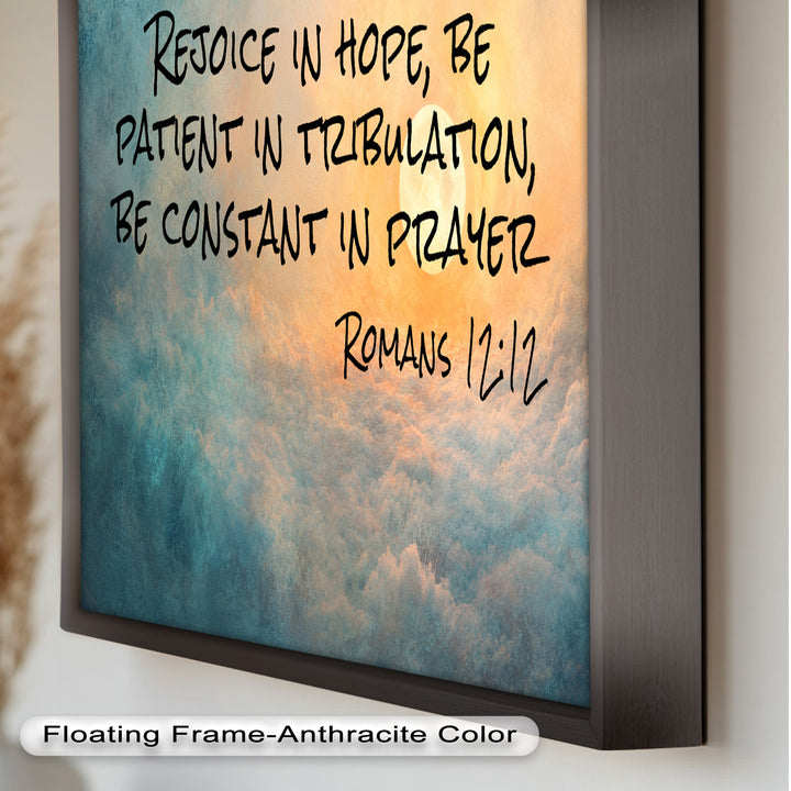 Romans 12:12 – Hope, Patience, and Prayer Bible Verse Oil Painting