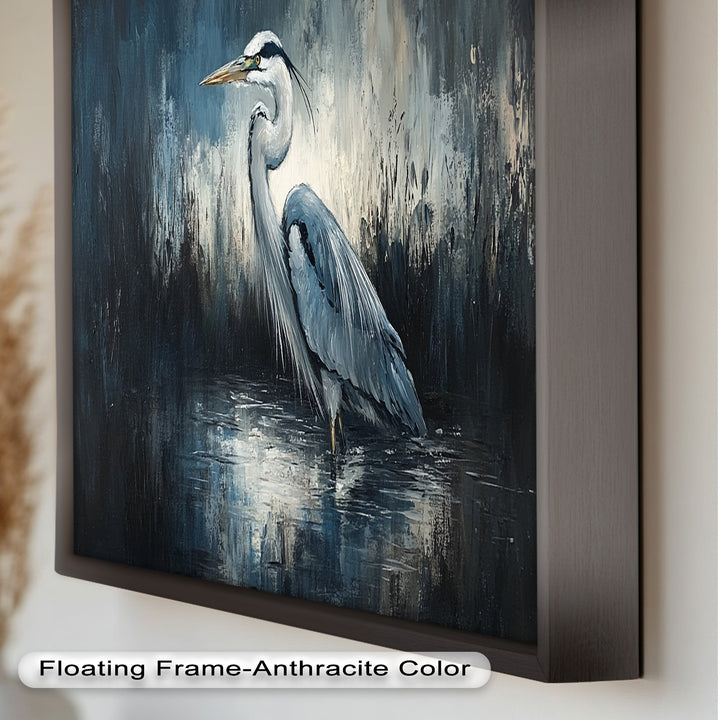 Heron Standing in Marshland – Animal Oil Painting