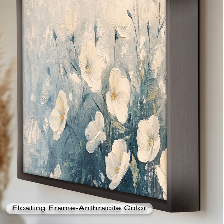 White Wildflower Art – Elegant Floral Oil Painting