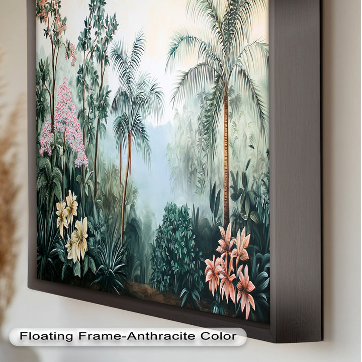 Floral Tropics Oasis – Palm Tree Oil Painting