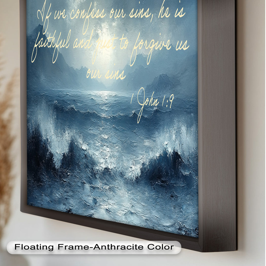 1 John 1:9 – Forgiveness and Grace Bible Verse Oil Painting
