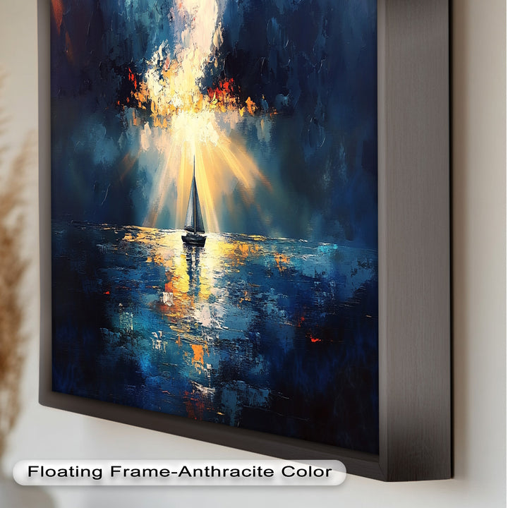 Radiant Horizon – Sailboat at Sunset Oil Painting