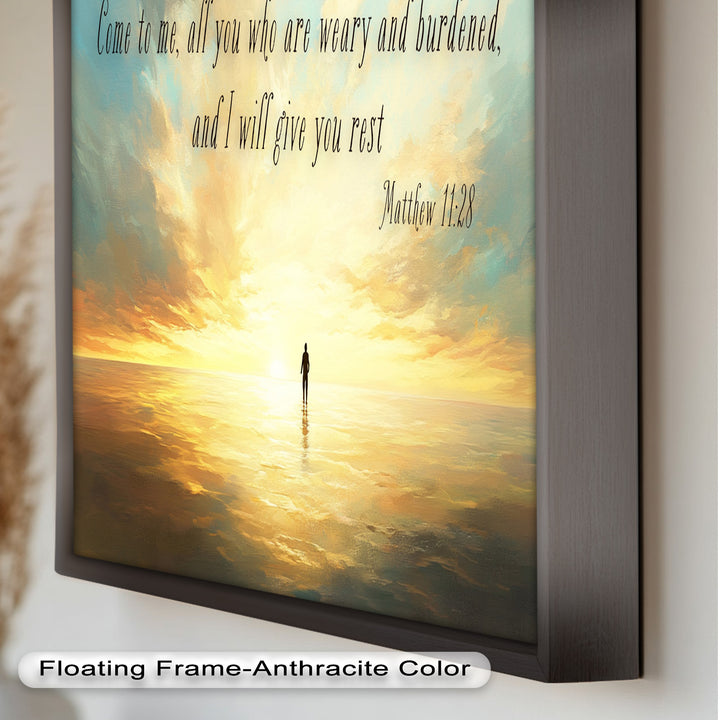 Matthew 11:28 – Rest in Christ Bible Verse Oil Painting