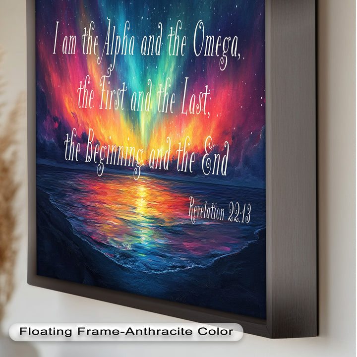 Revelation 22:13 – Alpha & Omega Bible Verse Oil Painting