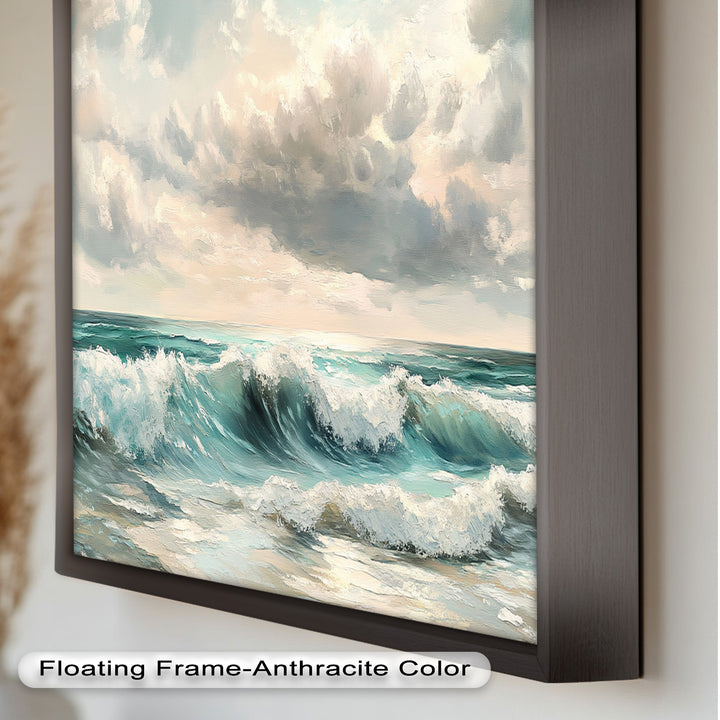 Coastal Wall Art - Turquoise Wave Seascape Oil Painting