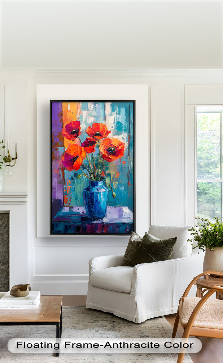 Crimson Blooms – Poppy Flower Oil Painting