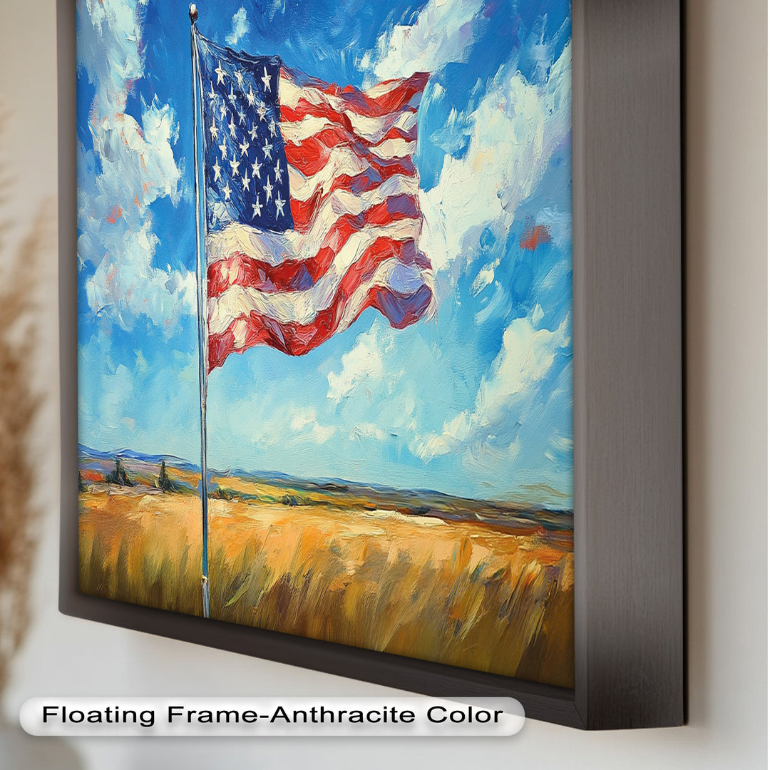 Amerikanische Flagge auf dem Land – Patriotisches Ölgemälde
