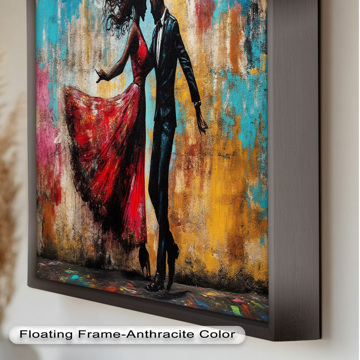 Whirl of Passion – Dancing Lovers in Red Love Oil Painting
