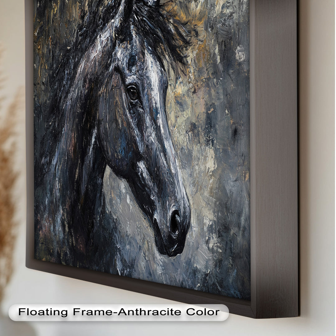 Black Horse Portrait - Animal Oil Painting