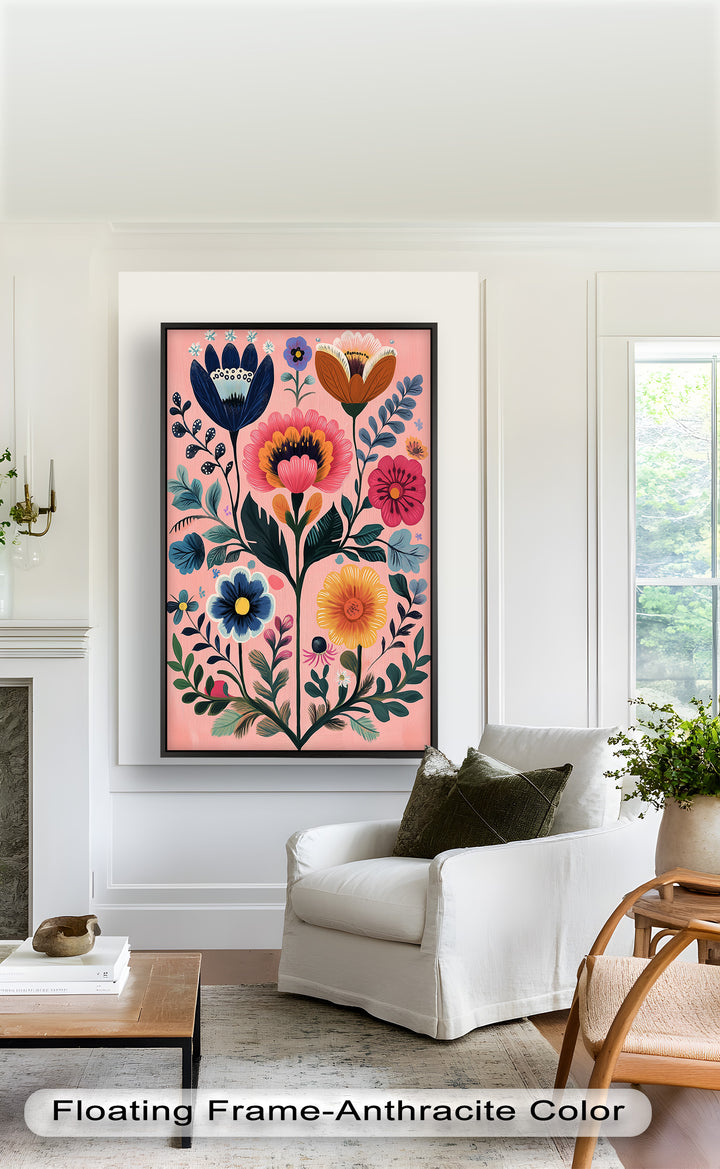 Blossom Carnival – Whimsical Boho Flower Oil Painting