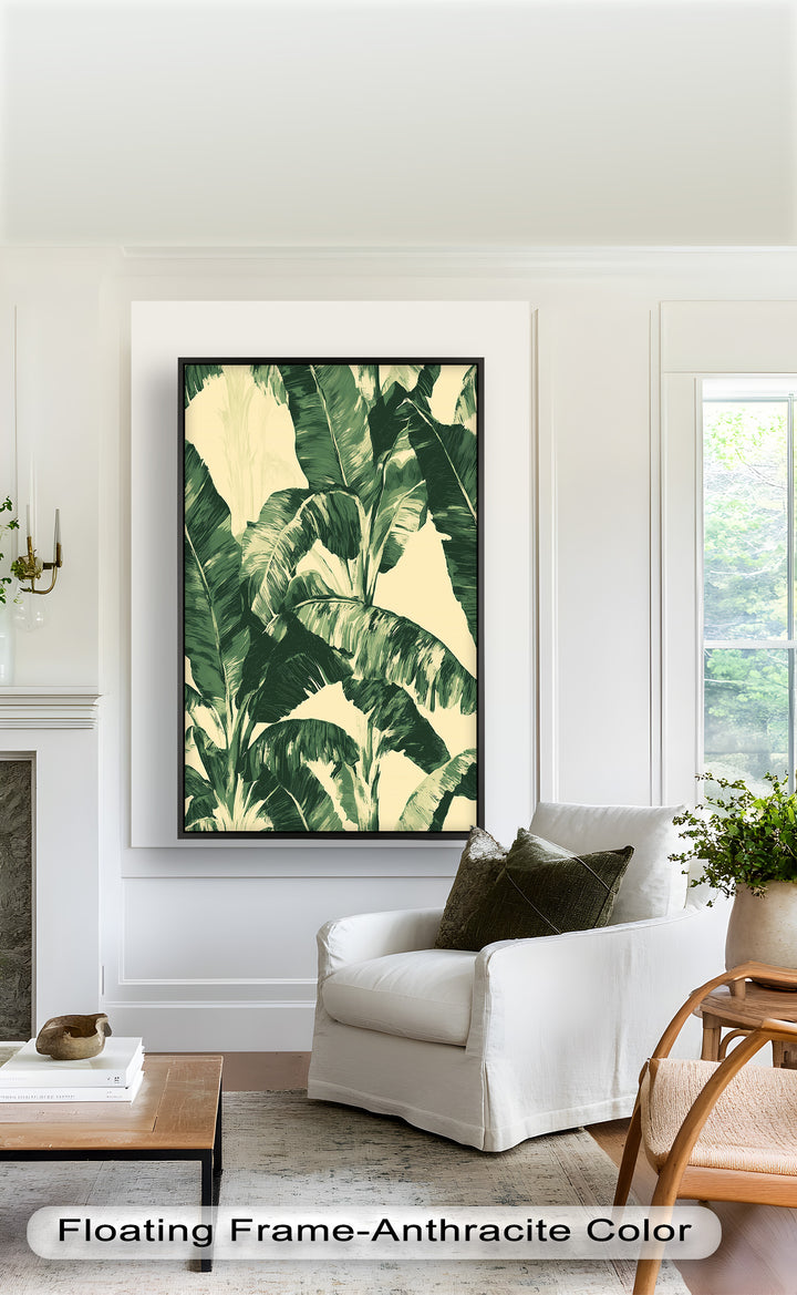 Bananenblatt-Botanische Kunst – Gerahmtes Ölgemälde
