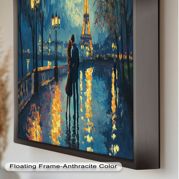 Moonlit Reflections – Eiffel Tower Romance Love Oil Painting