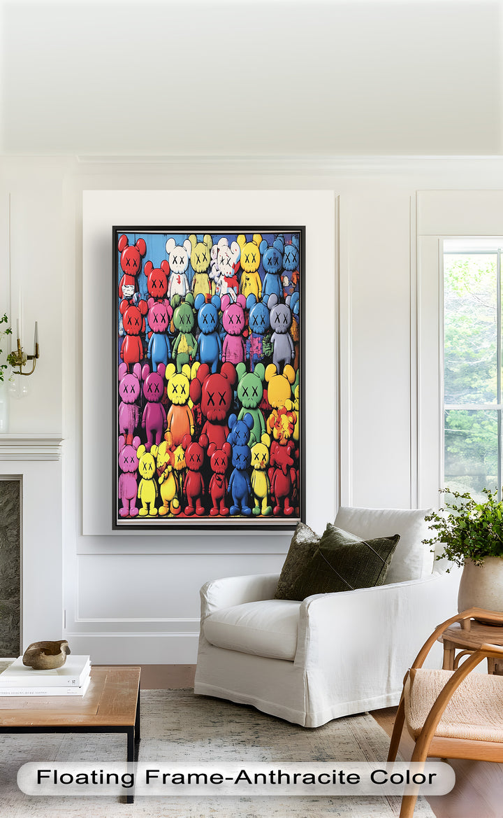 KAWS Rainbow Parade – Mehrfarbiges Pop-Art-Ölgemälde