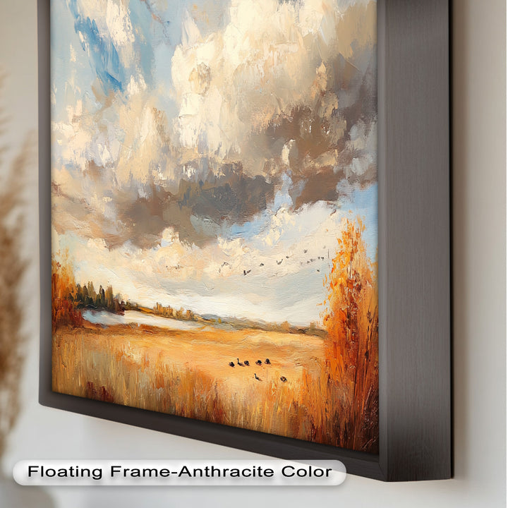 Autumn Meadow Wall Art – Impressionist Landscape Oil Painting