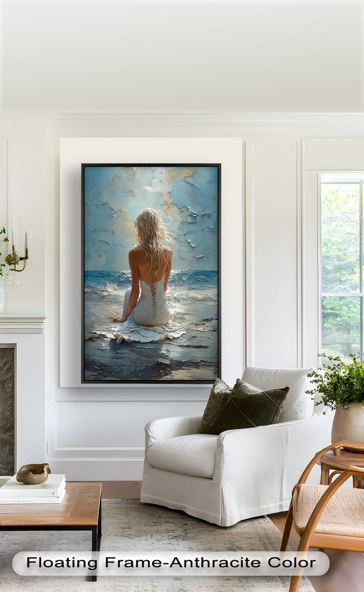 Whispers of the Tide – Serene Ocean Abstract Oil Painting