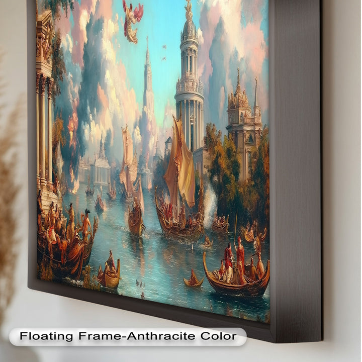 Barocke Flussparade – Grandioses venezianisches Fantasie-Ölgemälde