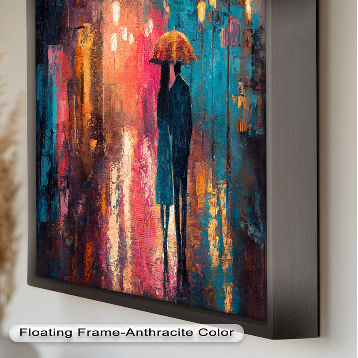 Evening Embrace – Lovers Under City Lights Love Oil Painting