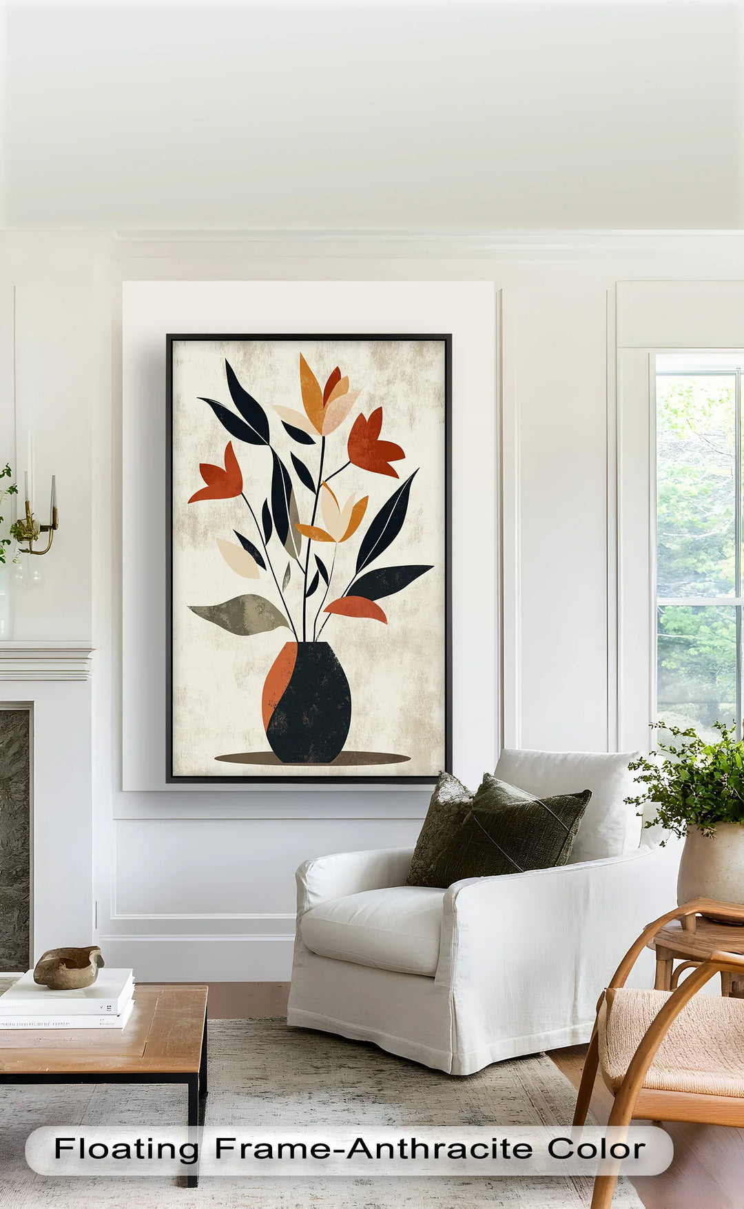Earthy Boho Floral – Modern Abstract Vase Oil Painting - MyPhotoStation