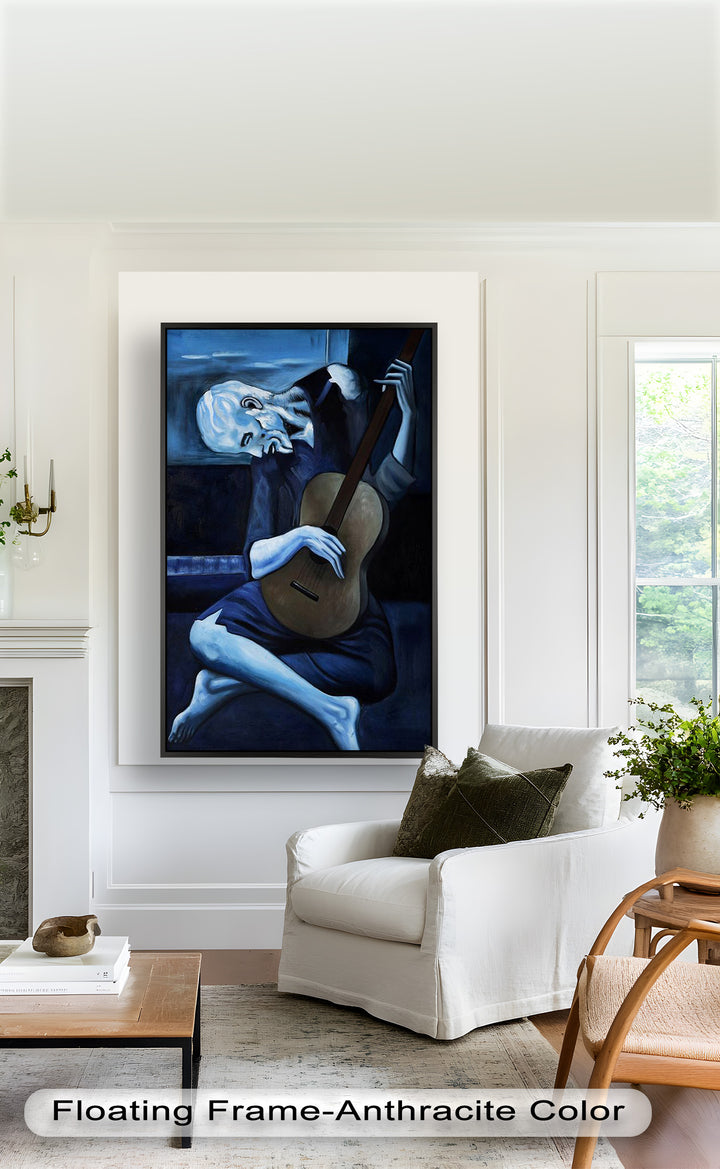 Melancholy Strings – Blue Period-Inspired Guitarist Oil Painting