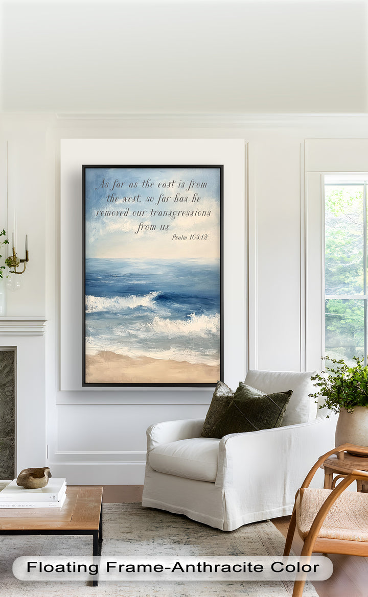 Divine Serenity – Psalm 103:12 Religious Ocean Artwork
