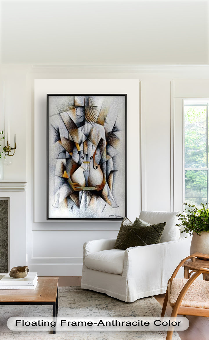 Cubist Harmony – Abstract Nude with Violin Motif Picasso Oil Painting