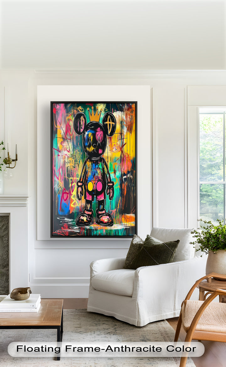 Crowned Chaos – Neon Royal KAWS Oil Painting