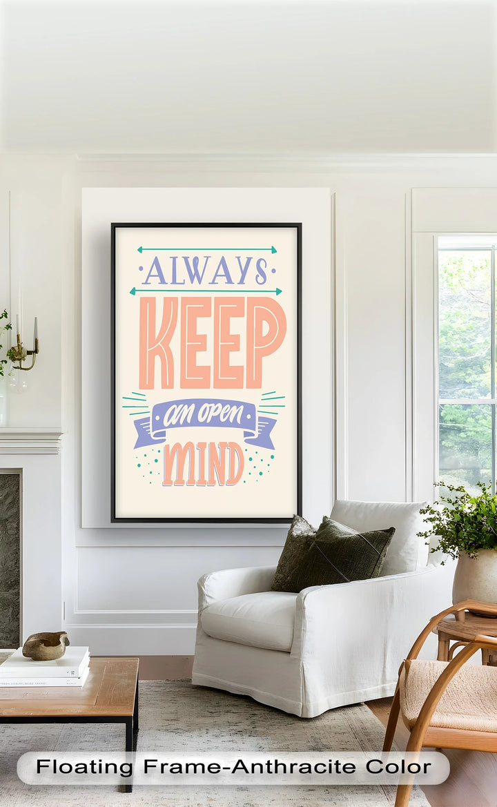Whimsical Oil Painting – Open-Mindedness Quote for a Growth-Oriented Home
