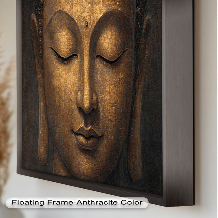 Golden Buddha Face Wall Art – Religious Oil Painting