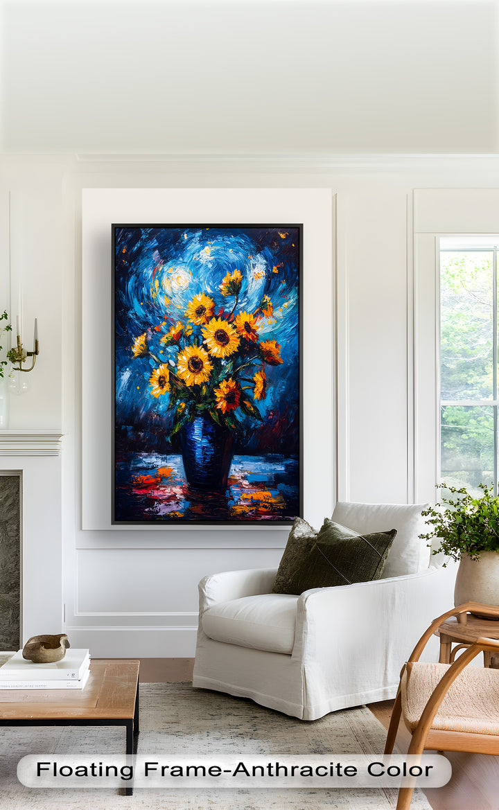 Sternennacht Sonnenblumen – Expressionismus Ölgemälde