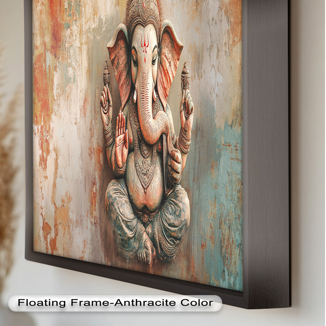 Rustikale Ganesha-Wandkunst – Religiöses Ölgemälde