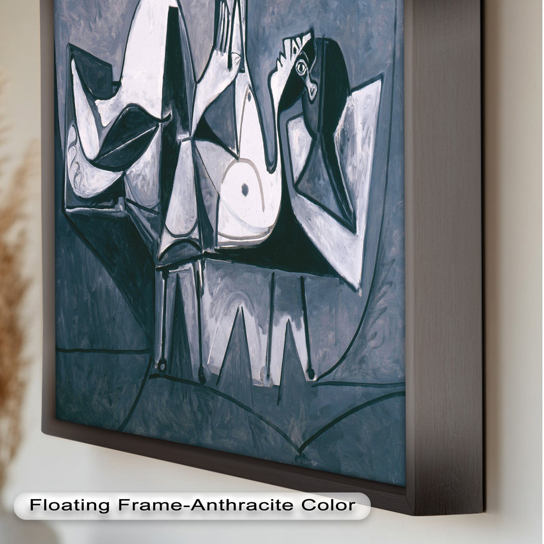 Geometry of Stillness – Monochrome Reclining Picasso Oil Painting