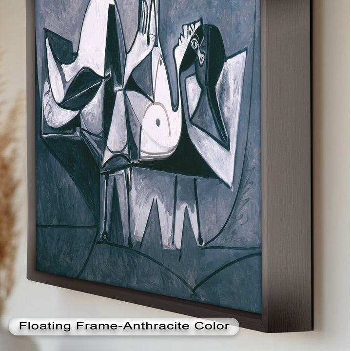 Geometry of Stillness – Monochrome Reclining Picasso Oil Painting